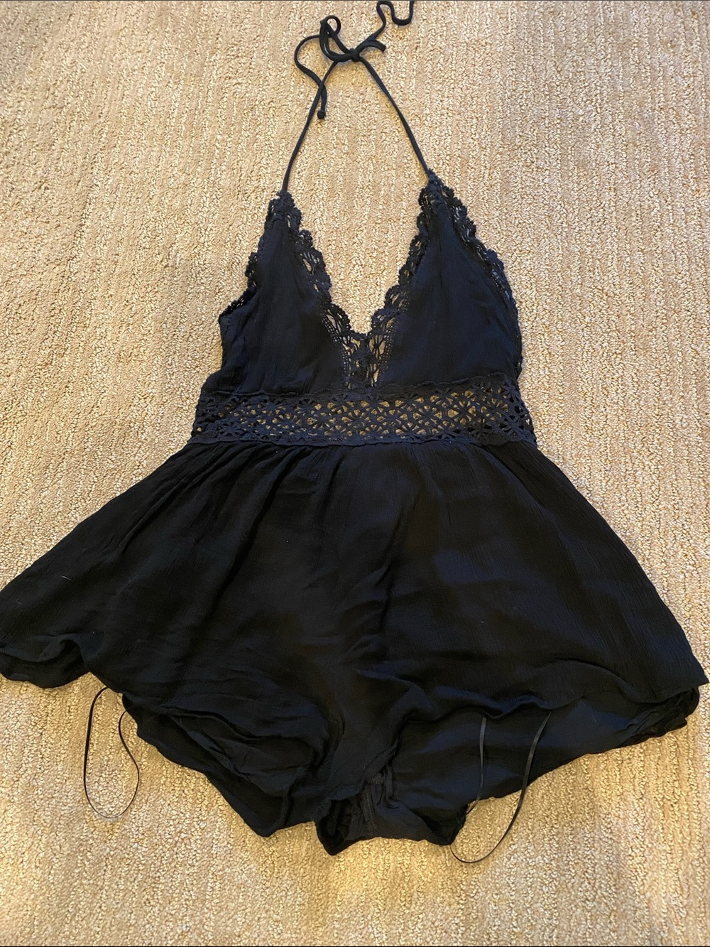 Cotton Candy Black Lace Halter Top